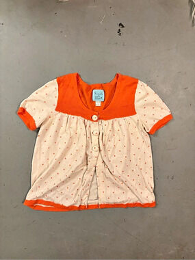 🍊 Y2K Kimchi Blue Orange & Cream Polka Dot Cardigan
